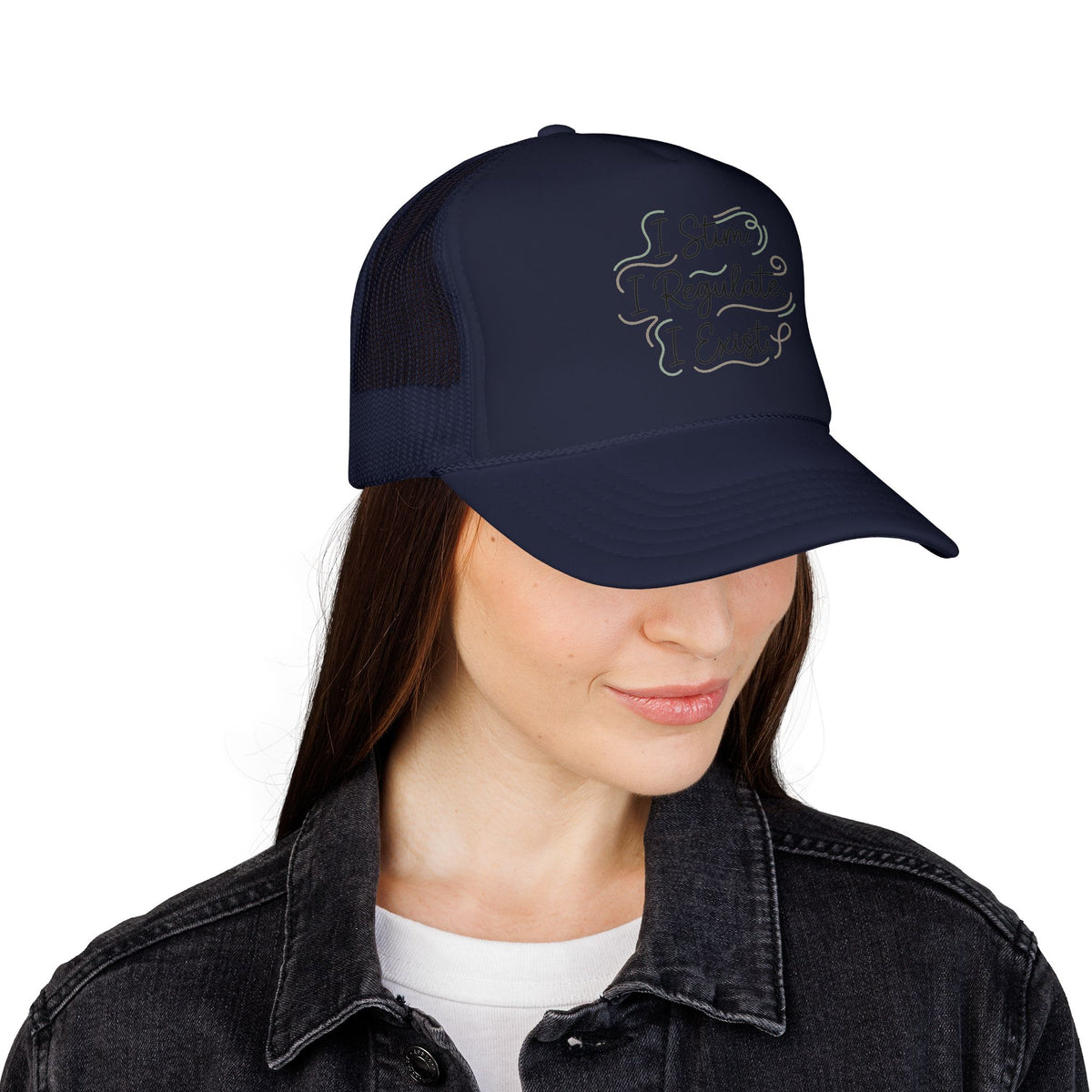 Abstract Ocean Wave Trucker Hat — Nautical Foam Mesh Cap - Estrella & The Stars