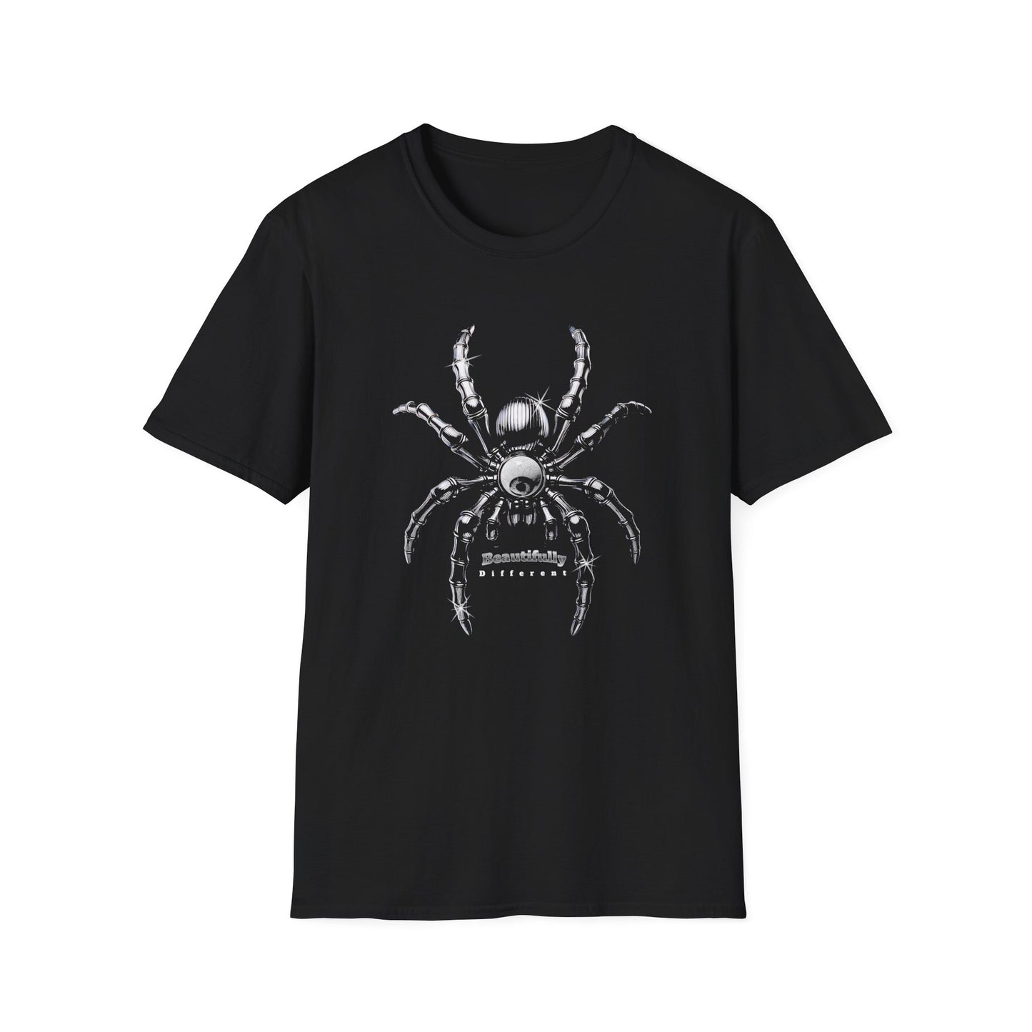 Spider Graphic T-Shirt — Black Skull Spider Illustration Tee - Estrella & The Stars