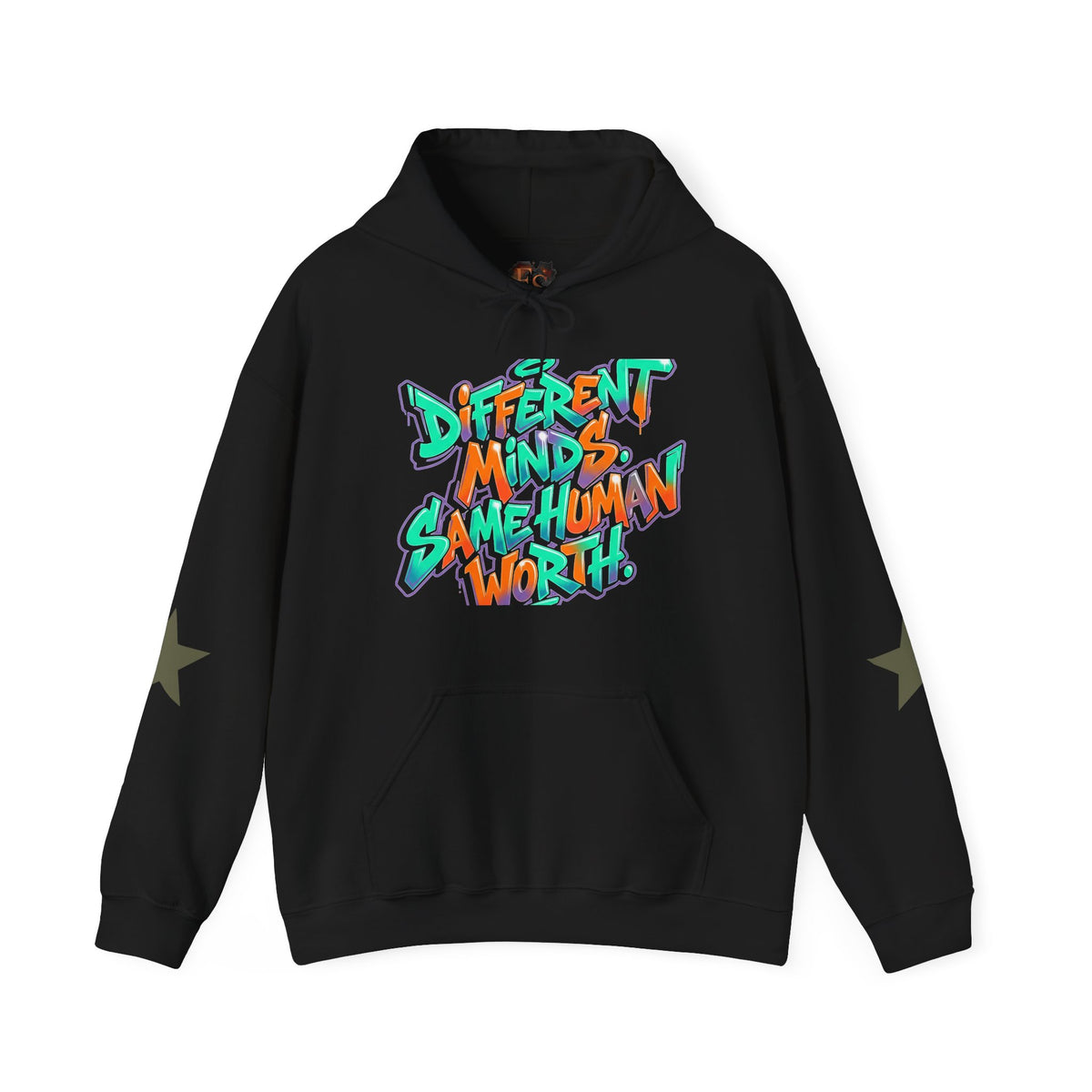 Hoodie — "Different Minds, Same Human Worth" Graffiti Streetwear Hoodie - Estrella & The Stars