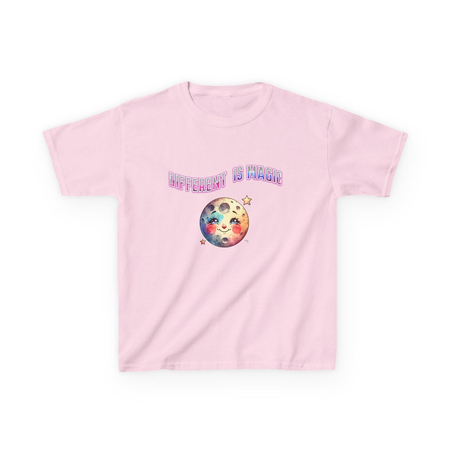 Kids Tee — "Different Is Normal" Rainbow Moon Graphic - Estrella & The Stars