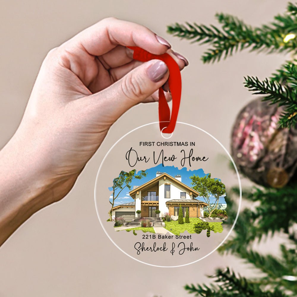 Personalized New Home Photo Hanging Ornament - Custom Watercolor Housewarming Gift - Estrella & The Stars