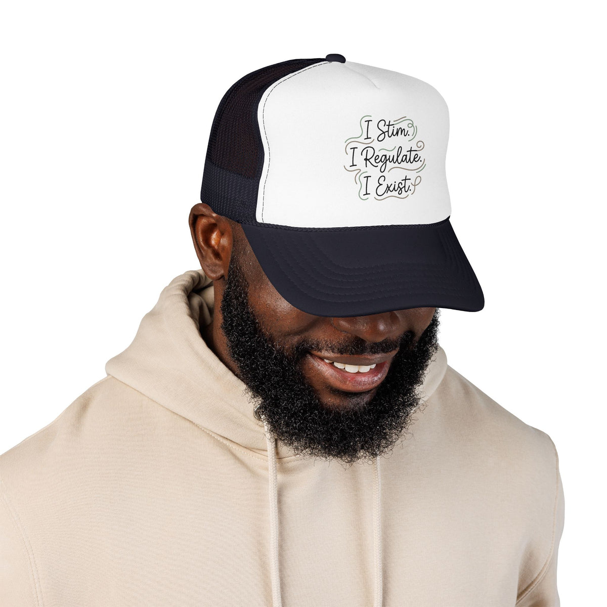 Abstract Ocean Wave Trucker Hat — Nautical Foam Mesh Cap - Estrella & The Stars