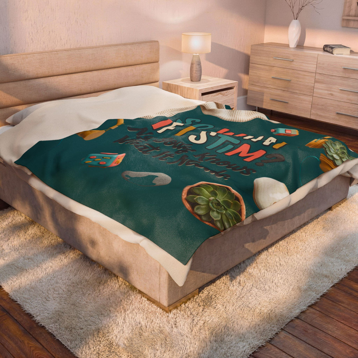 Plush Blanket — “So What If I Stim? My Body Knows What It Needs” Sensory Comfort Throw - Estrella & The Stars