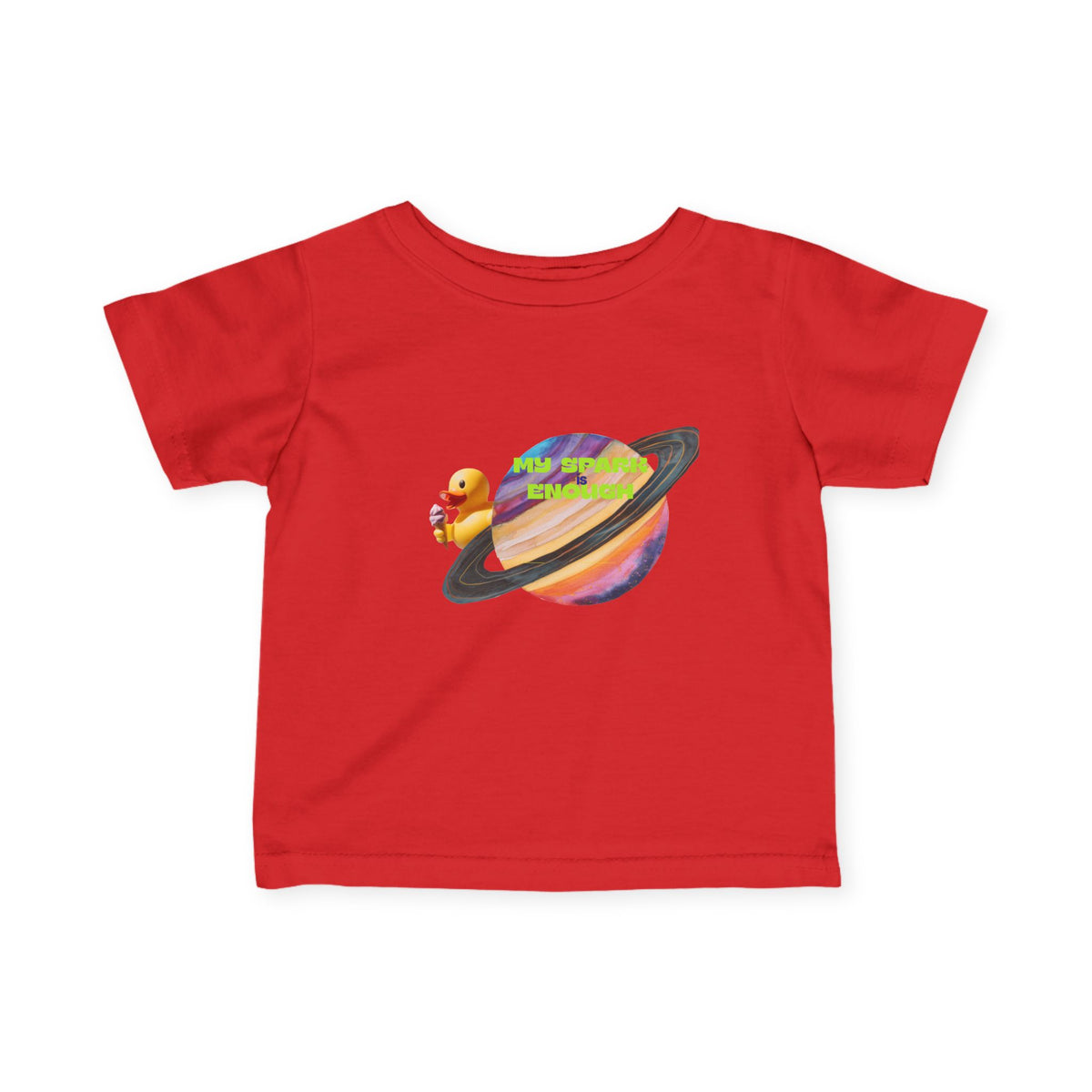 Infant Tee — Cute Rubber Duck on Saturn Baby T‑Shirt ("Aim Your Eyes") - Estrella & The Stars