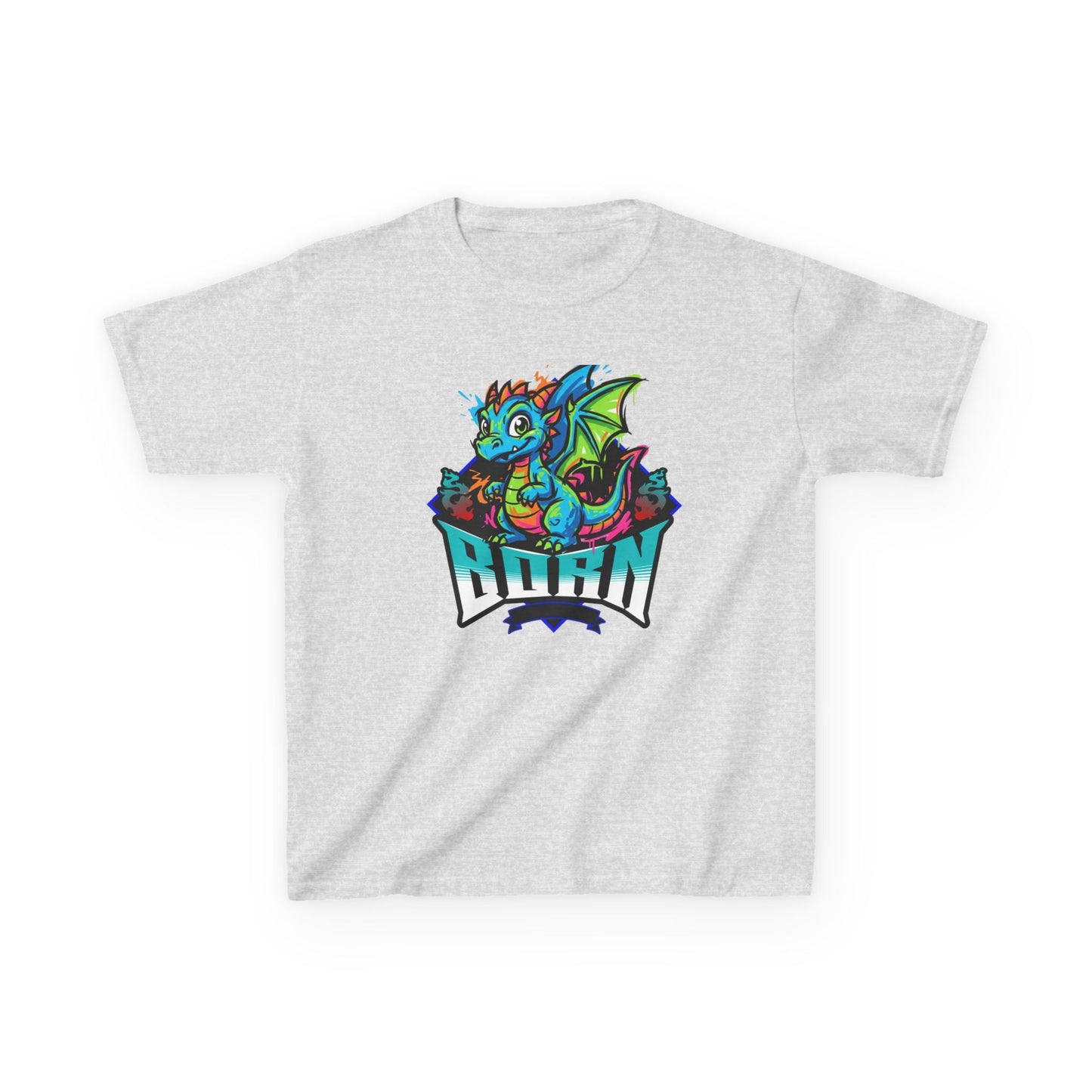 Dragonborn Kids T‑Shirt — Colorful Baby Dragon 'BORN' Graphic Tee for Kids - Estrella & The Stars