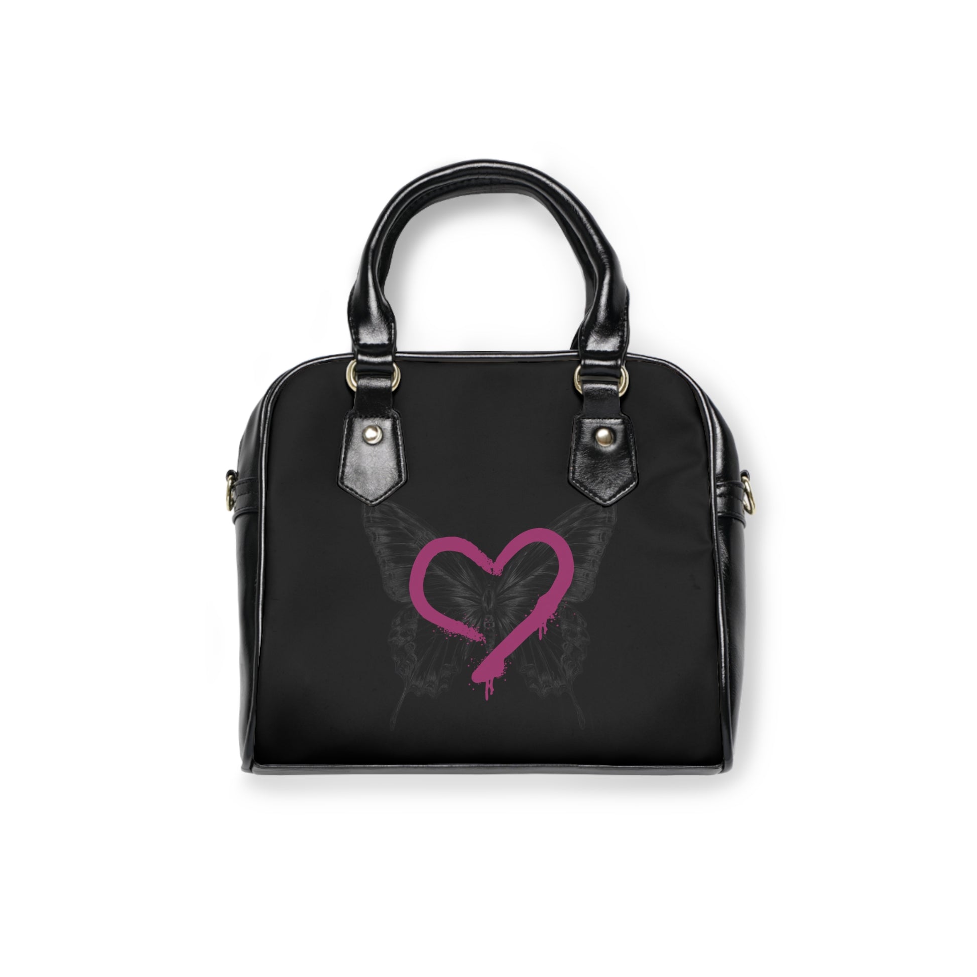 Copy of Shoulder Handbag - Pink Graffiti Heart & "Stars" Print Leather Satchel - Estrella & The Stars