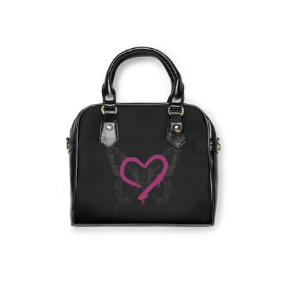 Copy of Shoulder Handbag - Pink Graffiti Heart & "Stars" Print Leather Satchel - Estrella & The Stars