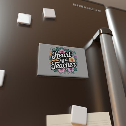 Rectangle Magnet — "Heart of a Teacher" Floral Appreciation Gift - Estrella & The Stars