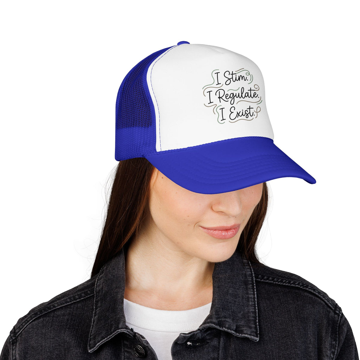 Abstract Ocean Wave Trucker Hat — Nautical Foam Mesh Cap - Estrella & The Stars