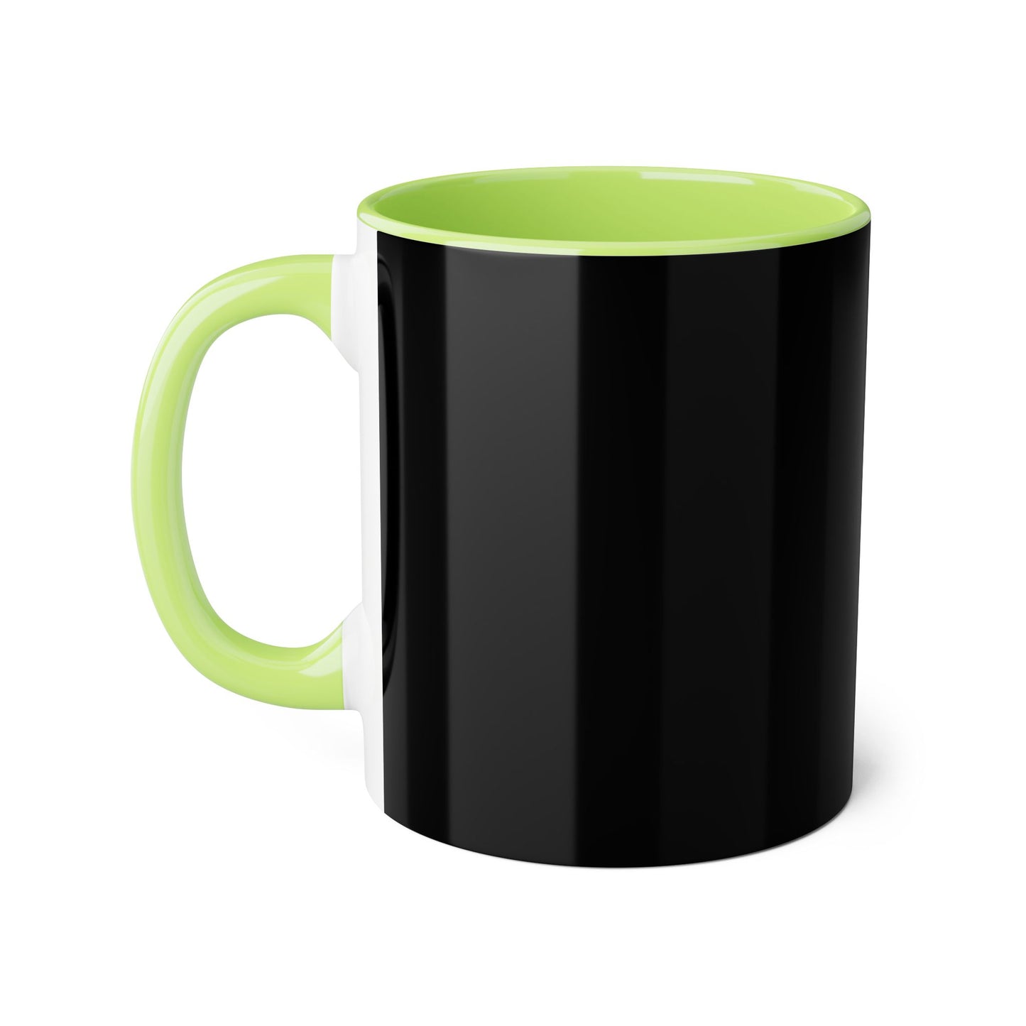 Black Accent Mug (11oz) — 'Ask If They Ever' Graphic Coffee Cup with Lime Interior - Estrella & The Stars