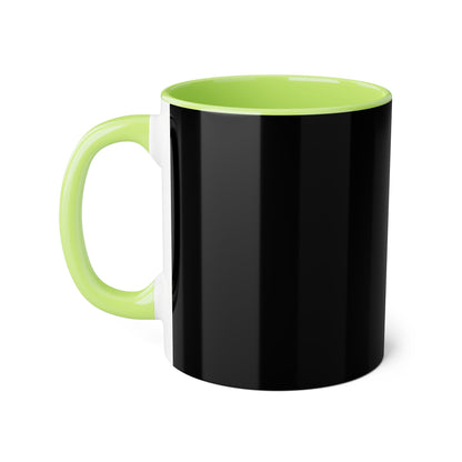 Black Accent Mug (11oz) — 'Ask If They Ever' Graphic Coffee Cup with Lime Interior - Estrella & The Stars