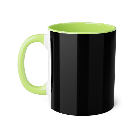 Black Accent Mug (11oz) — 'Ask If They Ever' Graphic Coffee Cup with Lime Interior - Estrella & The Stars
