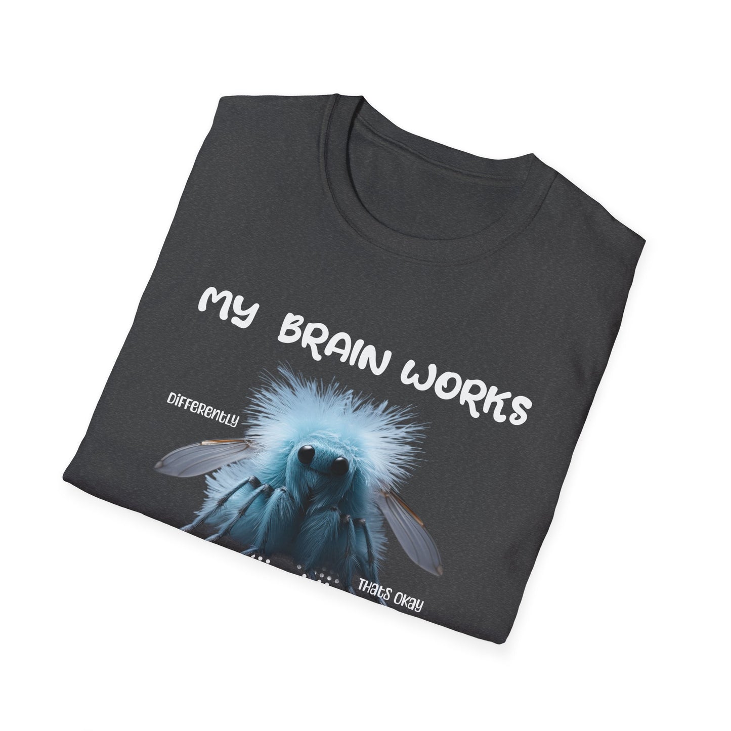 T-Shirt — "My Brain Works" Surreal Blue Creature Graphic Tee - Estrella & The Stars