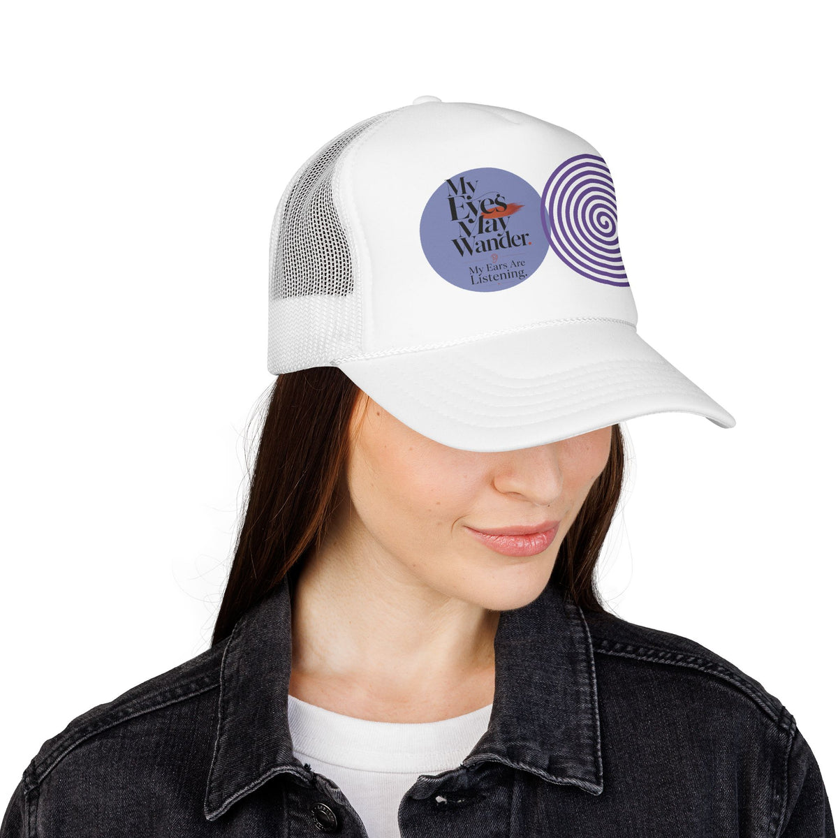 Trucker Hat — “My Eyes May Wander” Retro Spiral Graphic Foam Cap - Estrella & The Stars