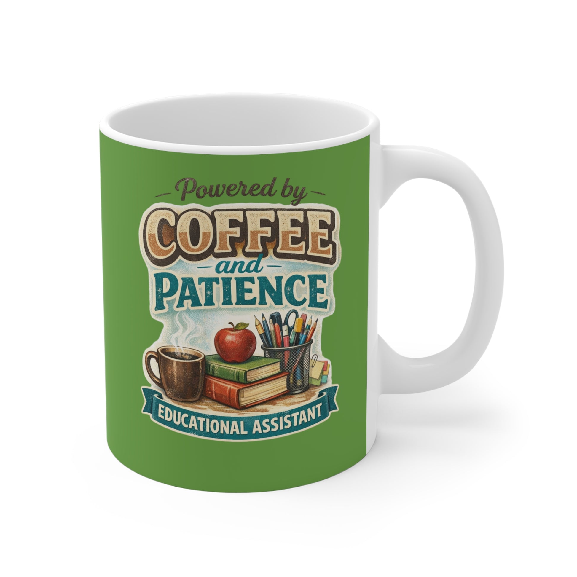 Educational Assistant Coffee Mug — "Powered by Coffee and Patience" Teacher Gift - Estrella & The Stars