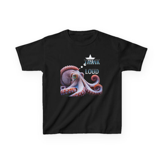 Colorful Octopus Kids Tee with Bold "Think Loud" Design - Estrella & The Stars