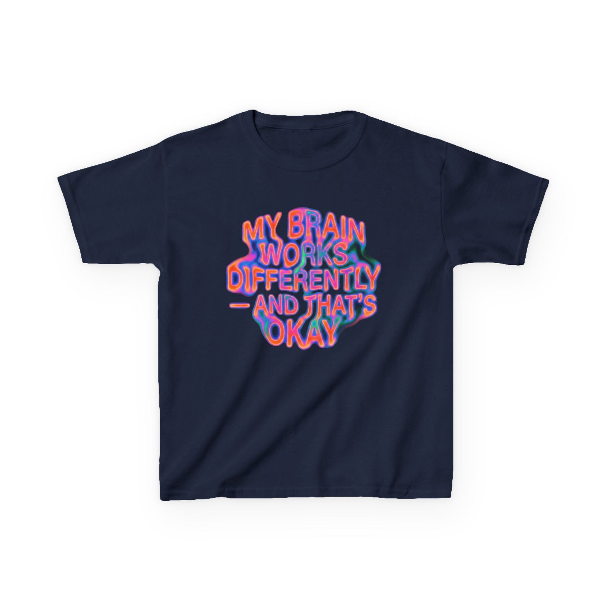 Kids Tee — "My Brain Works Differently and That’s Okay" Positive Neurodiversity Graphic - Estrella & The Stars