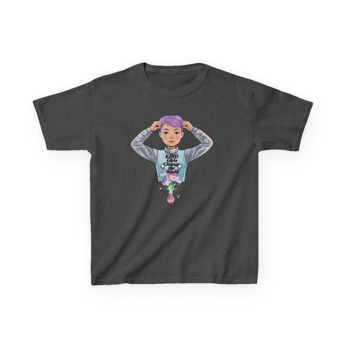 Kids Tee — 'Take The Night' Graphic Shirt with Purple - Haired Character - Estrella & The Stars