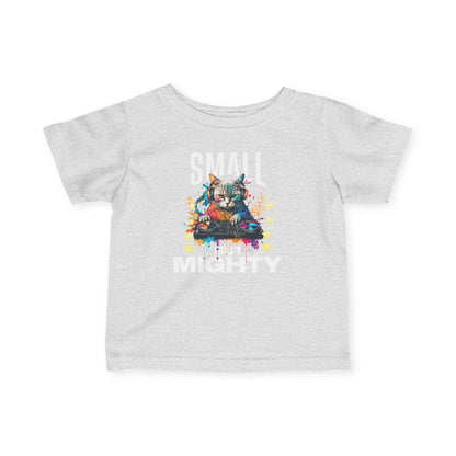 Infant Tee — "Small but Mighty" Colorful Puppy Graphic Baby Shirt - Estrella & The Stars