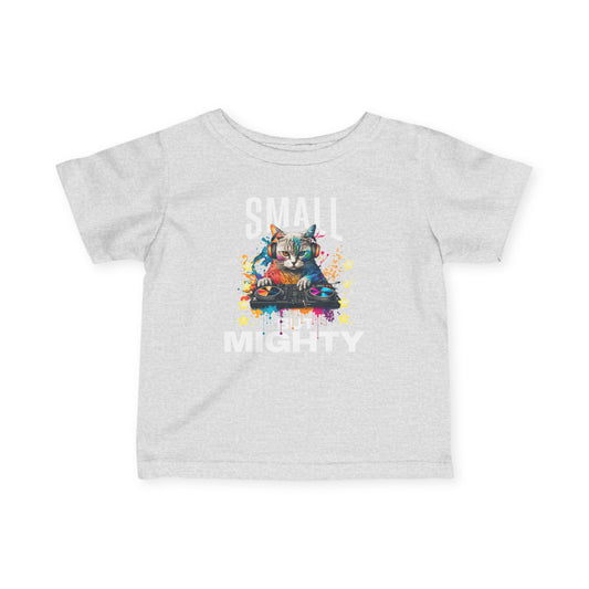 Infant Tee — "Small but Mighty" Colorful Puppy Graphic Baby Shirt - Estrella & The Stars