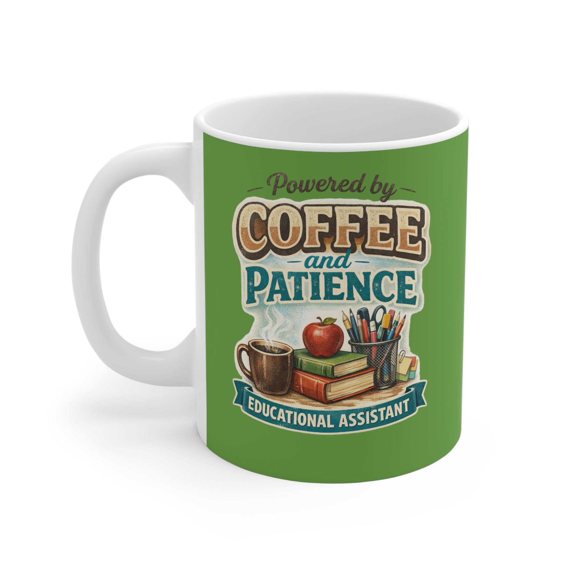 Educational Assistant Coffee Mug — "Powered by Coffee and Patience" Teacher Gift - Estrella & The Stars