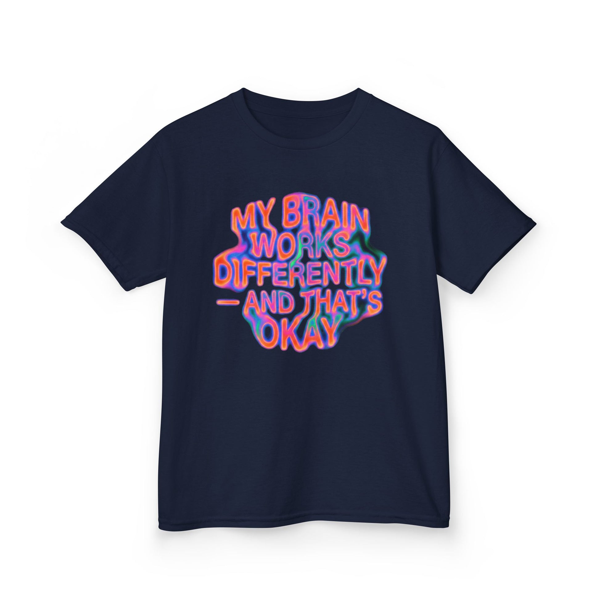 Kids Tee — "My Brain Works Differently and That’s Okay" Positive Neurodiversity Graphic - Estrella & The Stars