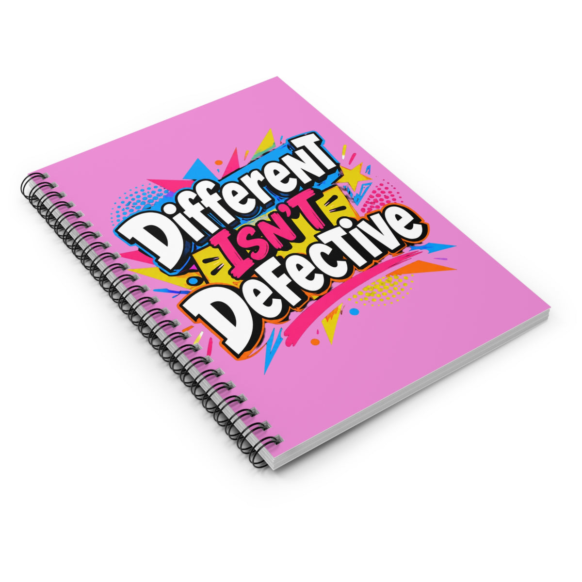 Different Isn't Defective Pink Spiral Notebook — Ruled Journal for Neurodiversity & Self‑Acceptance - Estrella & The Stars