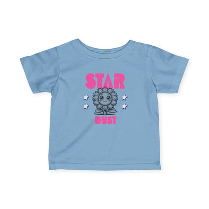 Infant Tee - 'Star Dust' Cute Sun Graphic Baby T-Shirt (Pink Retro Text) - Estrella & The Stars