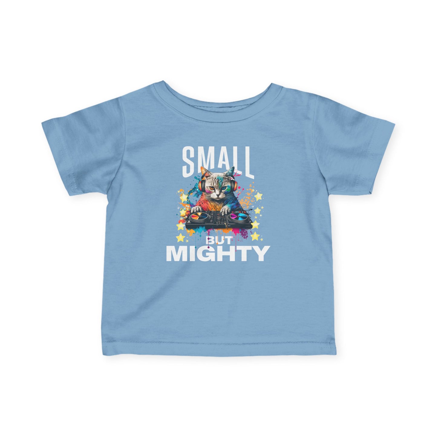 Infant Tee — "Small but Mighty" Colorful Puppy Graphic Baby Shirt - Estrella & The Stars