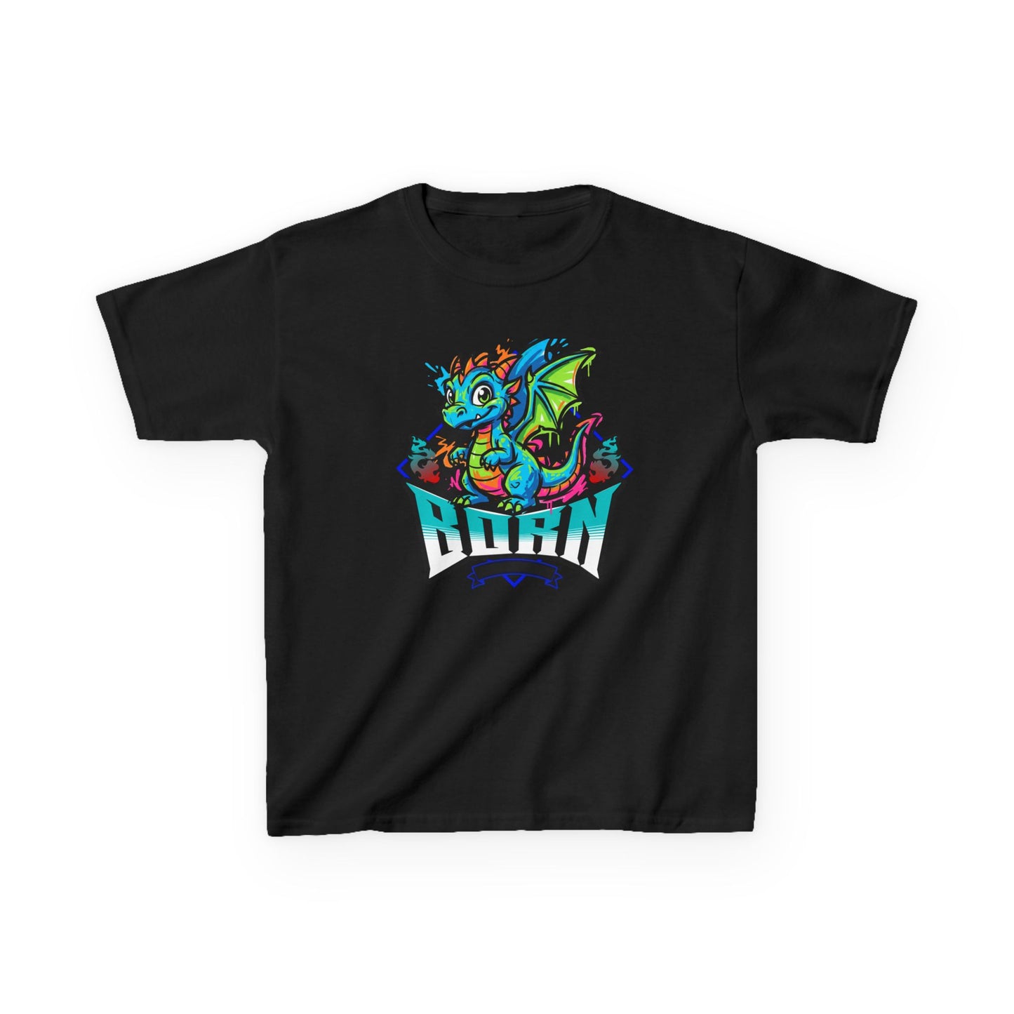 Dragonborn Kids T‑Shirt — Colorful Baby Dragon 'BORN' Graphic Tee for Kids - Estrella & The Stars