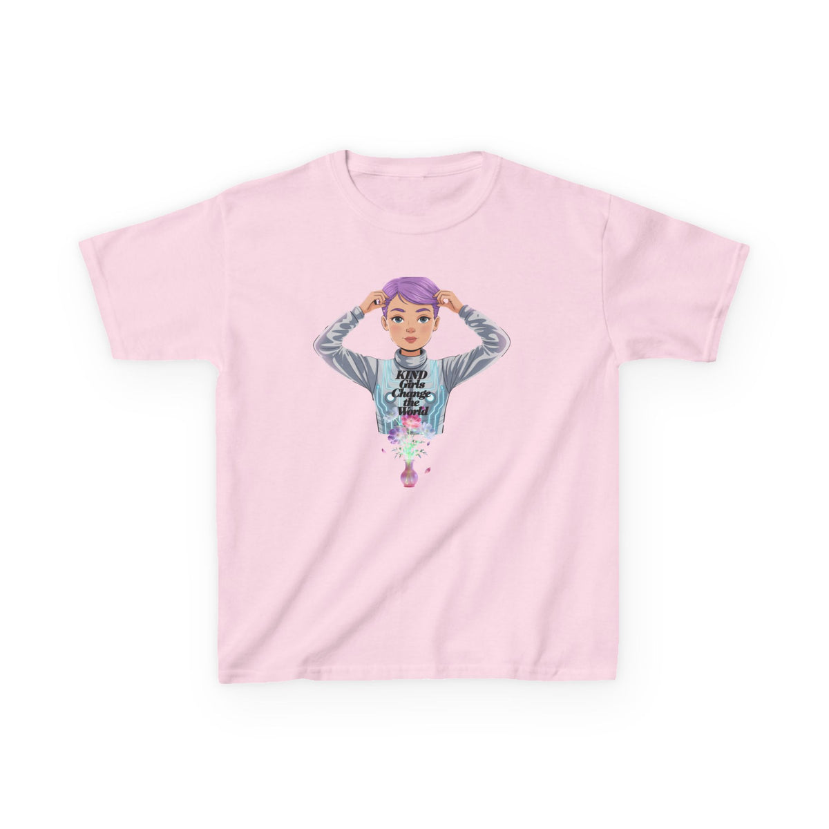 Kids Tee — 'Take The Night' Graphic Shirt with Purple - Haired Character - Estrella & The Stars