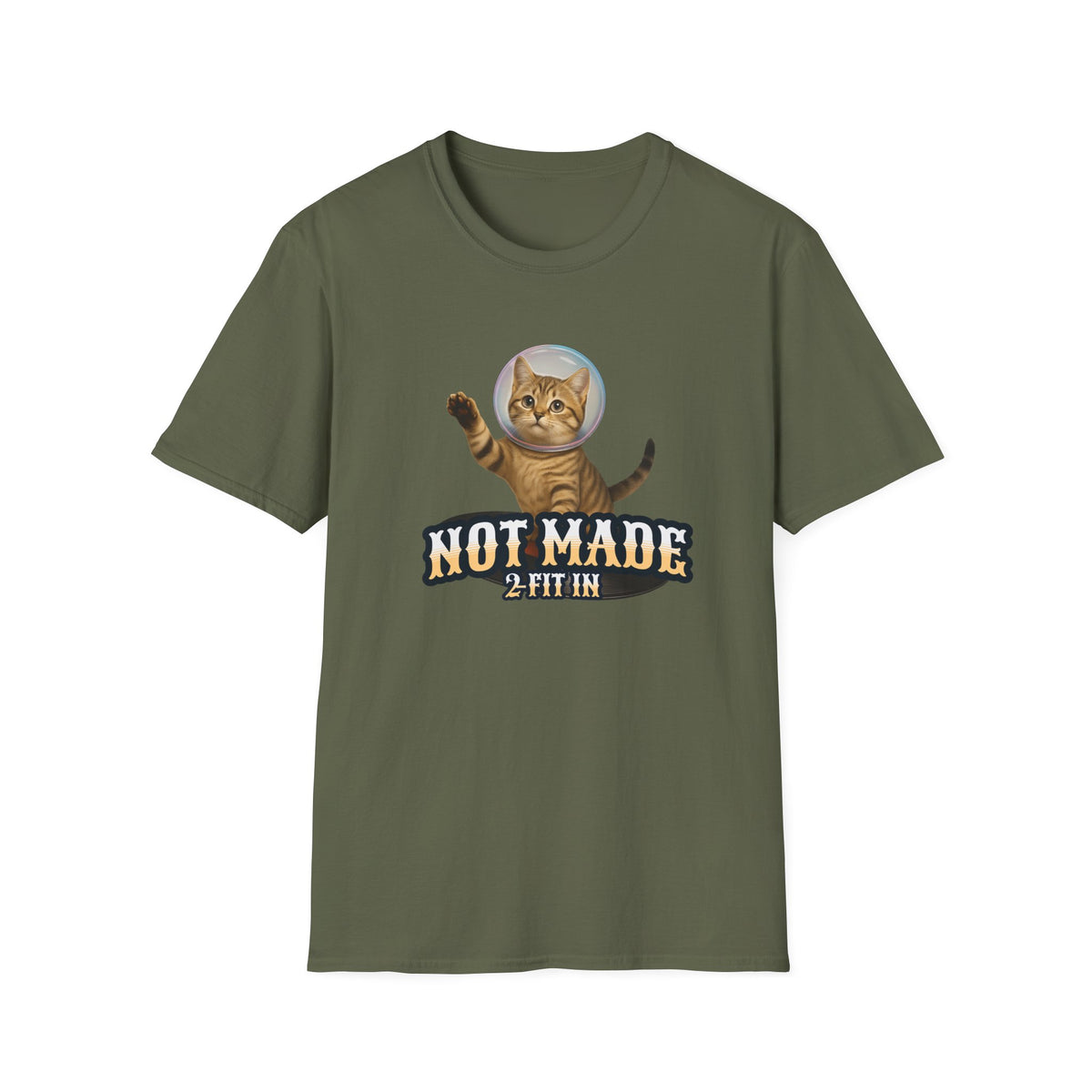 Cat Astronaut T-Shirt — "Not Made 2 Fit In" Retro Space Cat Tee - Estrella & The Stars