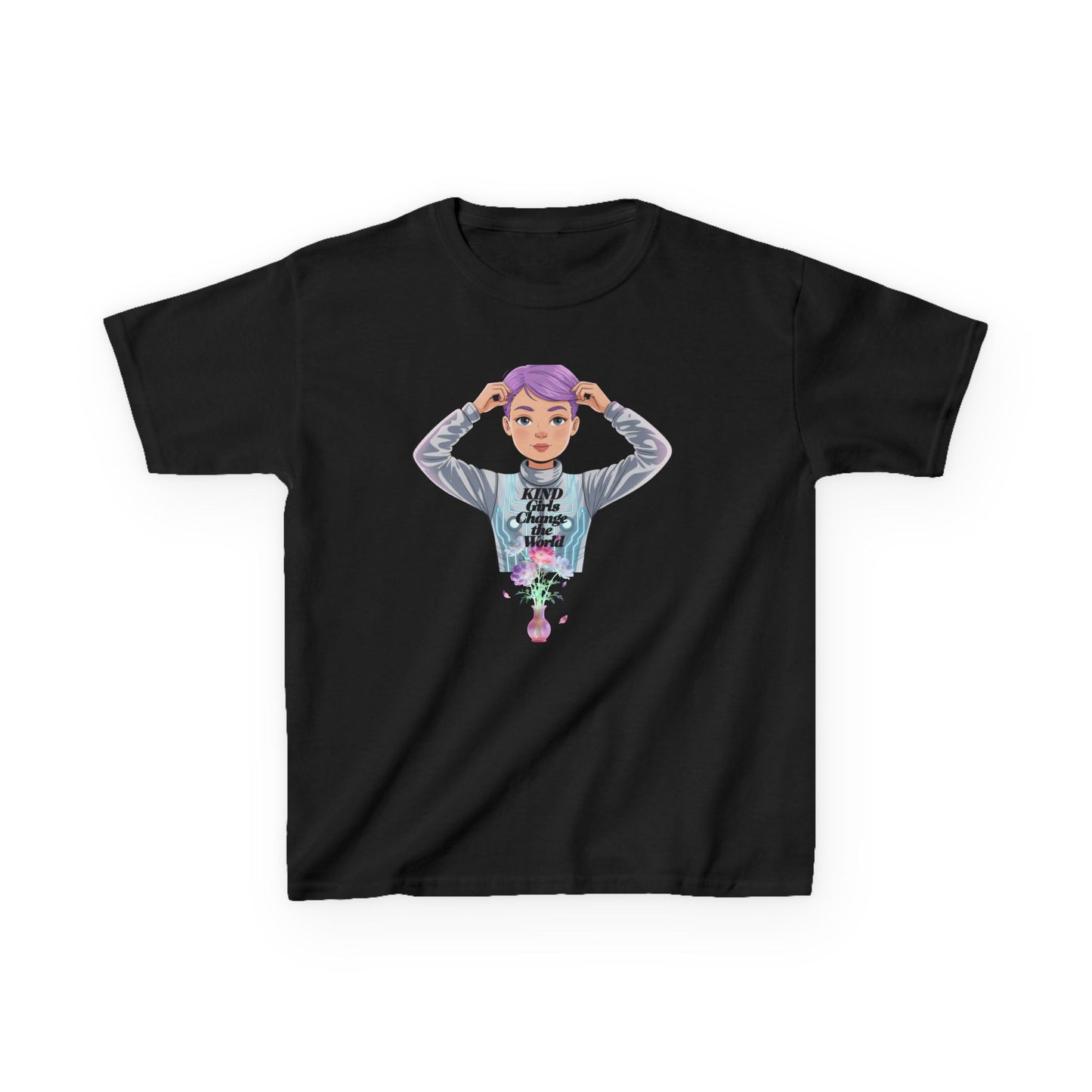 Kids Tee — 'Take The Night' Graphic Shirt with Purple - Haired Character - Estrella & The Stars