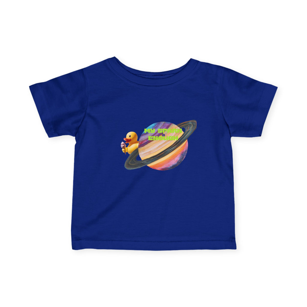 Infant Tee — Cute Rubber Duck on Saturn Baby T‑Shirt ("Aim Your Eyes") - Estrella & The Stars