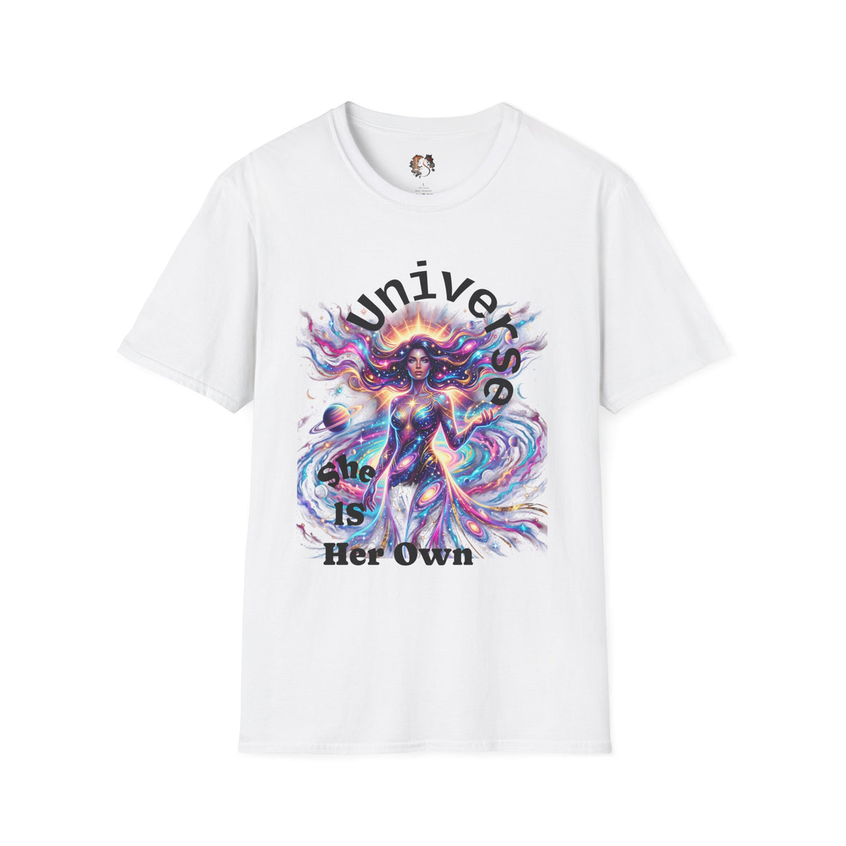 Galaxy Goddess T-Shirt — "The Universe Is Her Own" Female Empowerment Tee - Estrella & The Stars