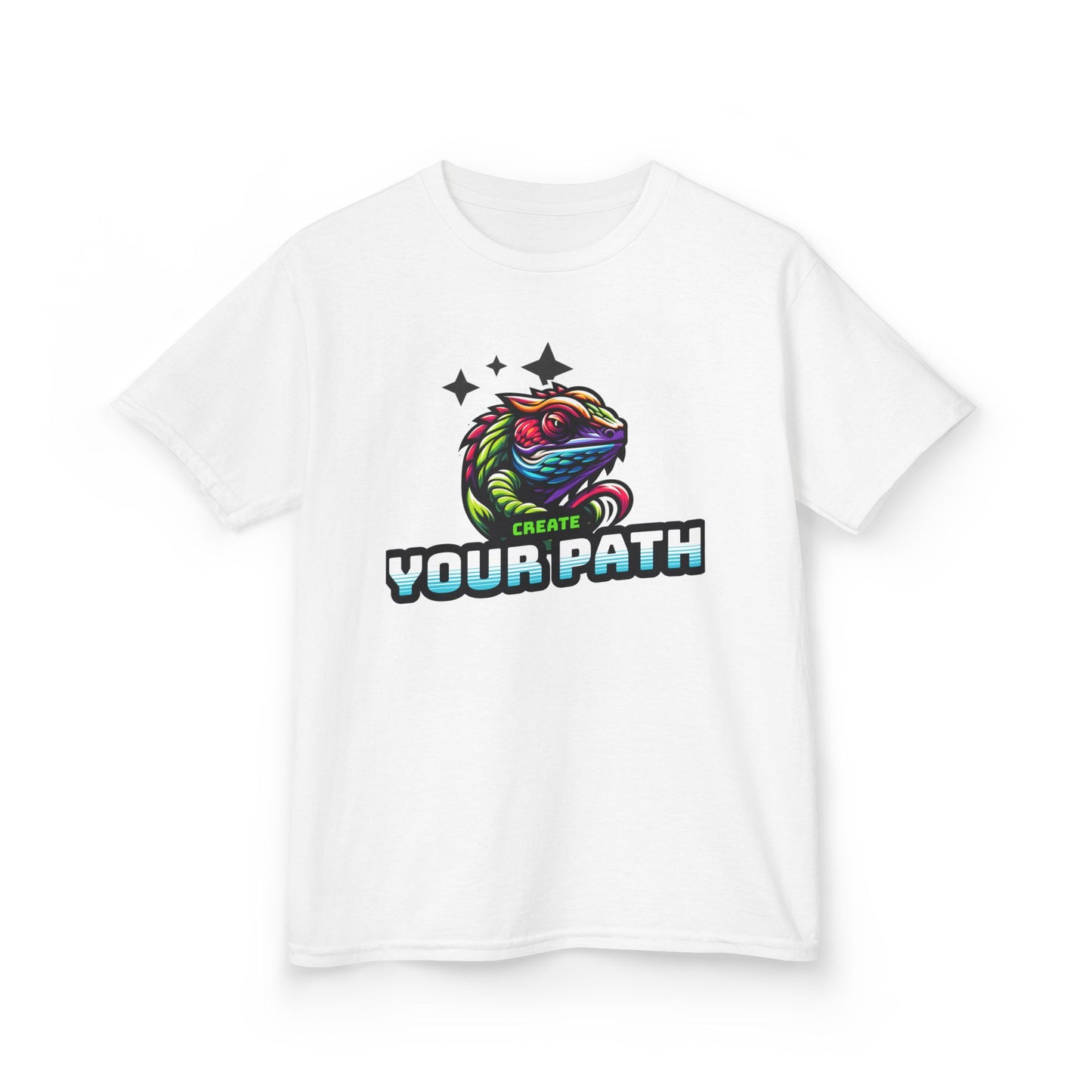 Kids T‑Shirt — Colorful Dragon Illustration "Create Your Path" - Estrella & The Stars