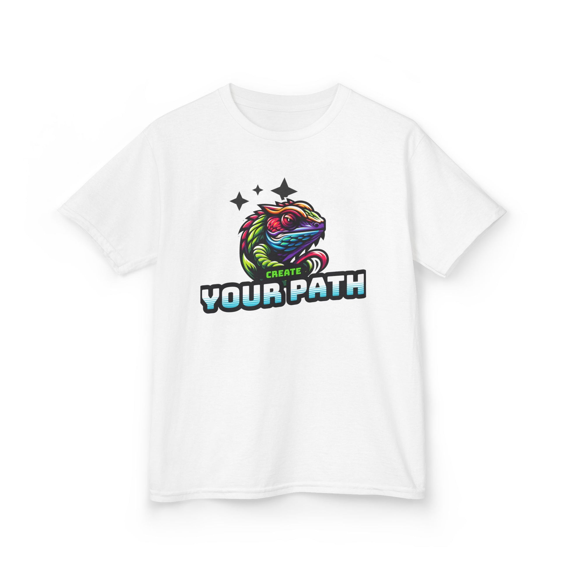 Kids T‑Shirt — Colorful Dragon Illustration "Create Your Path" - Estrella & The Stars
