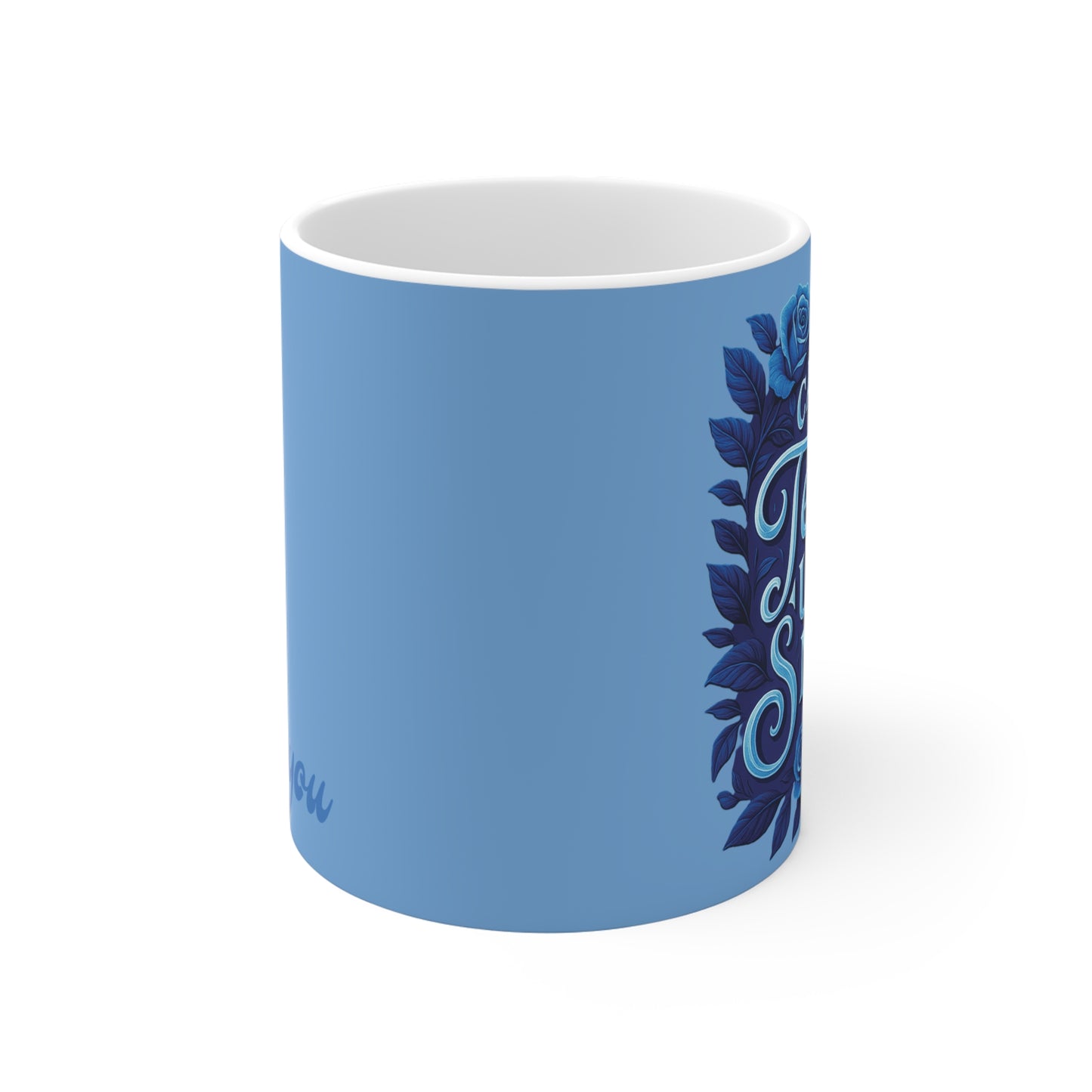 Teacher Gift - Thank You Floral Ceramic Mug — Blue Appreciation Coffee Cup (11oz/15oz/20oz) - Estrella & The Stars