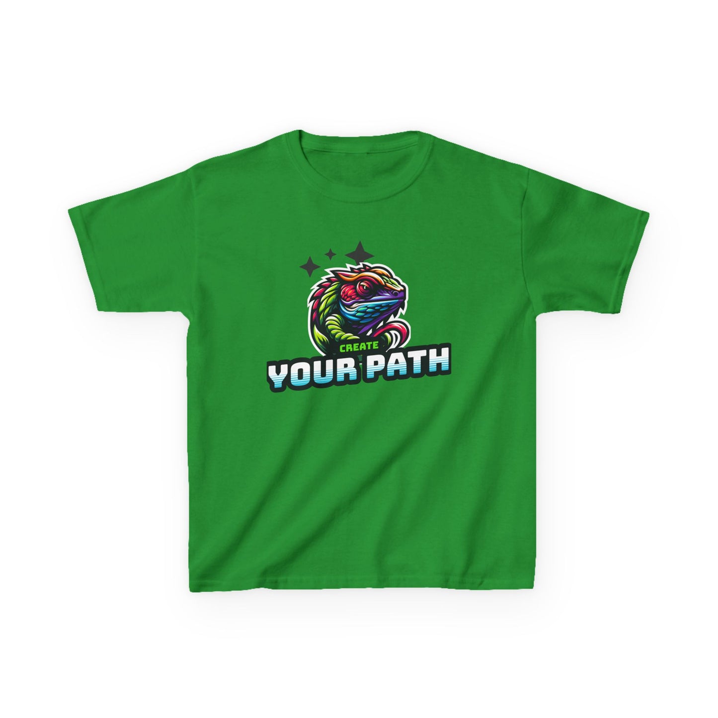 Kids T‑Shirt — Colorful Dragon Illustration "Create Your Path" - Estrella & The Stars