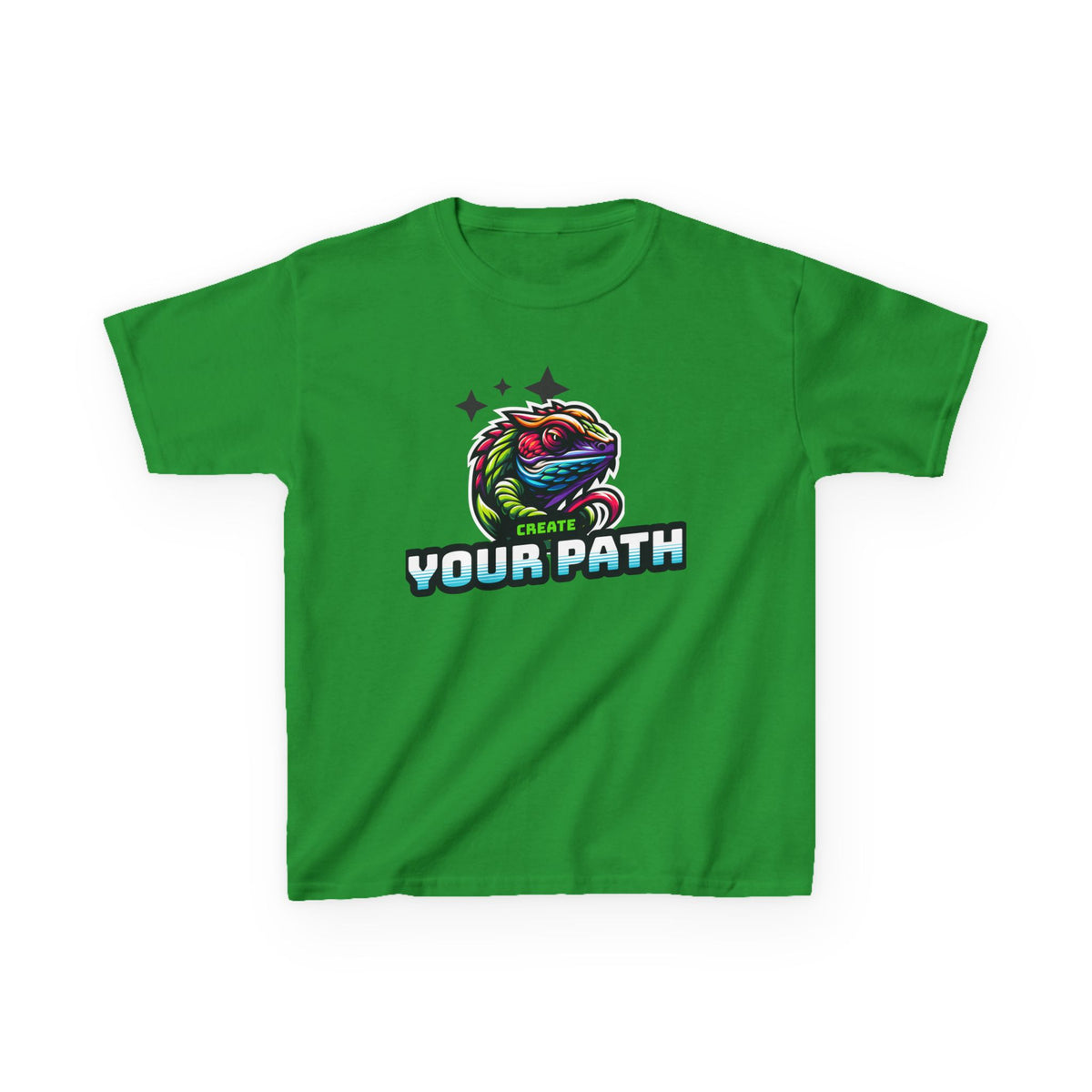 Kids T‑Shirt — Colorful Dragon Illustration "Create Your Path" - Estrella & The Stars
