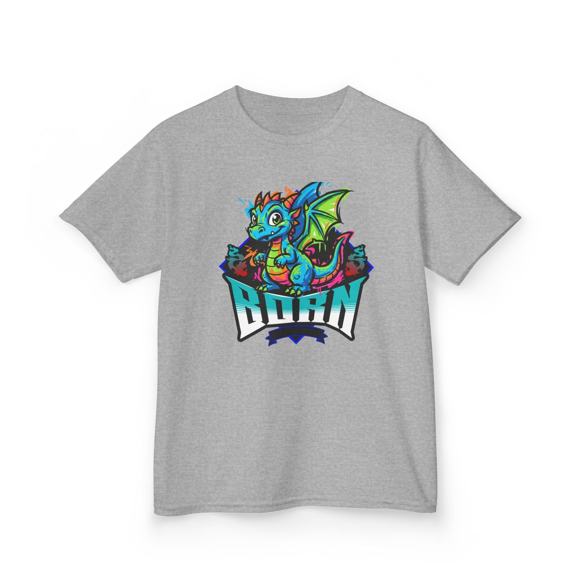 Dragonborn Kids T‑Shirt — Colorful Baby Dragon 'BORN' Graphic Tee for Kids - Estrella & The Stars