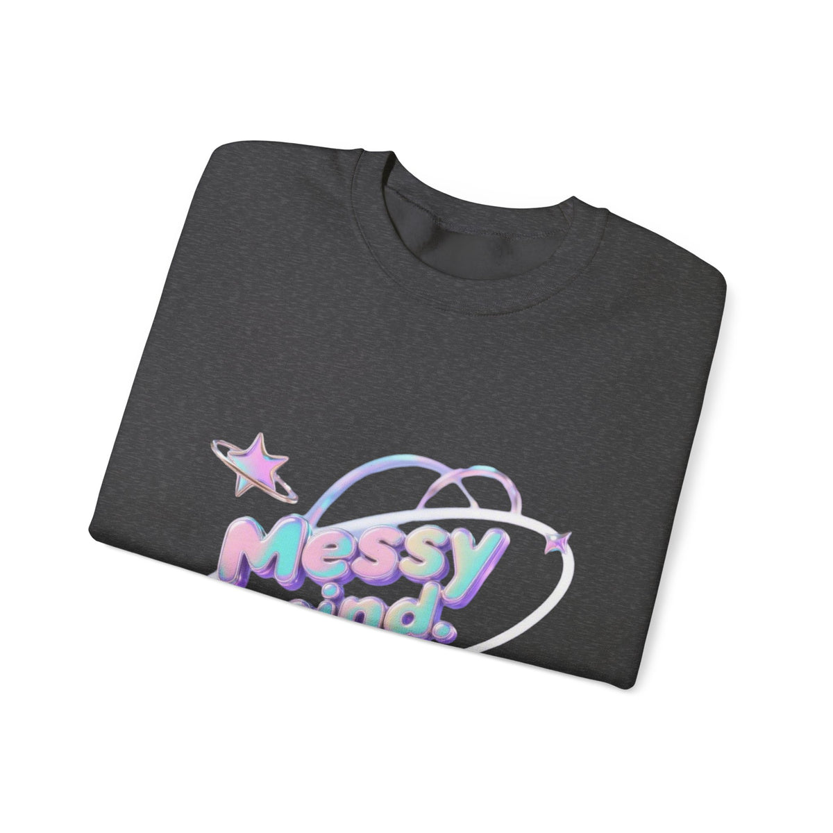 Crewneck Sweatshirt — 'Messy Mind, Magic Ideas' Pastel Space Graphic - Estrella & The Stars