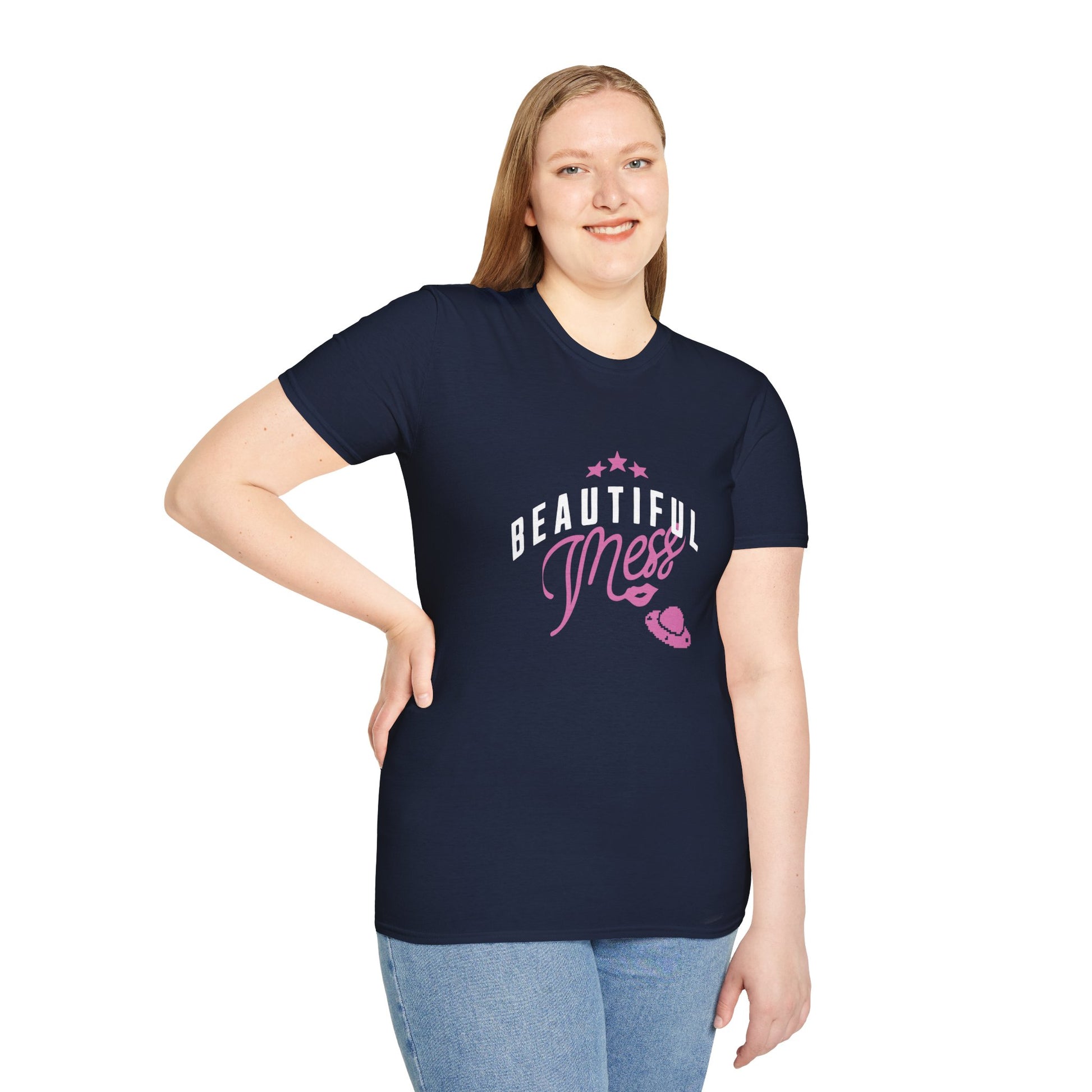 Beautiful Mess T-Shirt — Cute Pink Script Graphic Tee - Estrella & The Stars