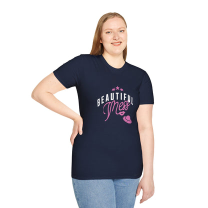 Beautiful Mess T-Shirt — Cute Pink Script Graphic Tee - Estrella & The Stars