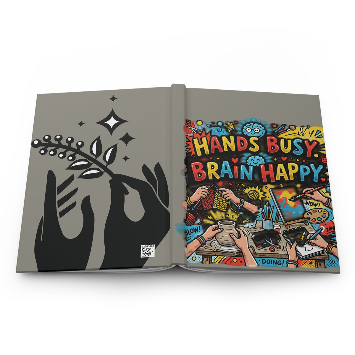Hands Busy Brain Happy Hardcover Journal — Lined Creative Notebook - Estrella & The Stars