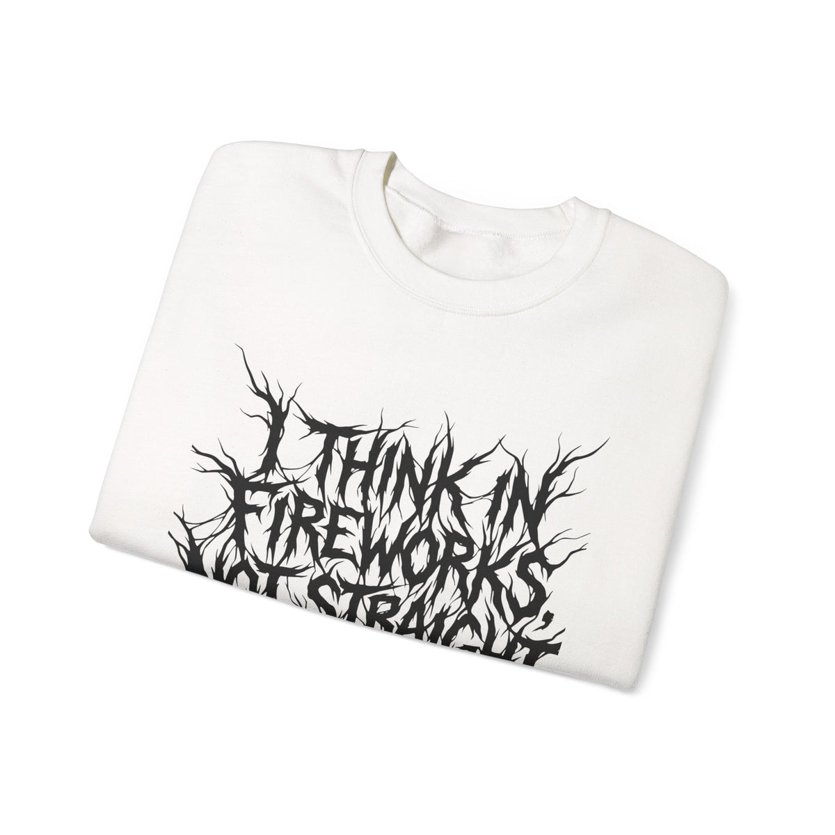 Crewneck Sweatshirt — “I Think in Fireworks, Not Straight Lines” Graphic - Estrella & The Stars