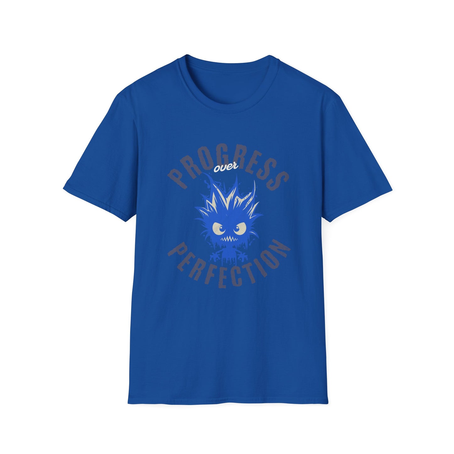 Progress Over Perfection T-Shirt — Motivational Graphic Tee with Spiky Cat Illustration - Estrella & The Stars