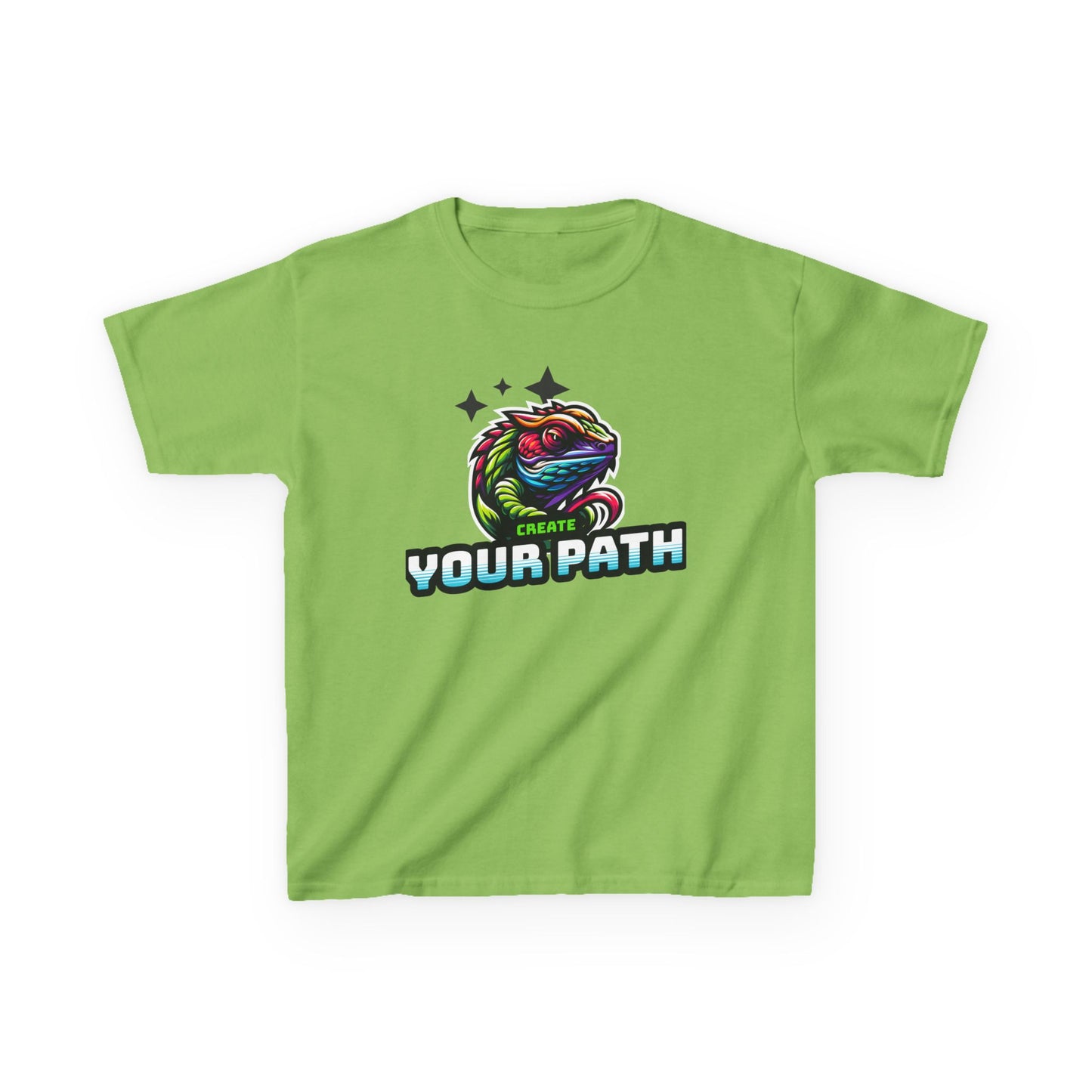 Kids T‑Shirt — Colorful Dragon Illustration "Create Your Path" - Estrella & The Stars