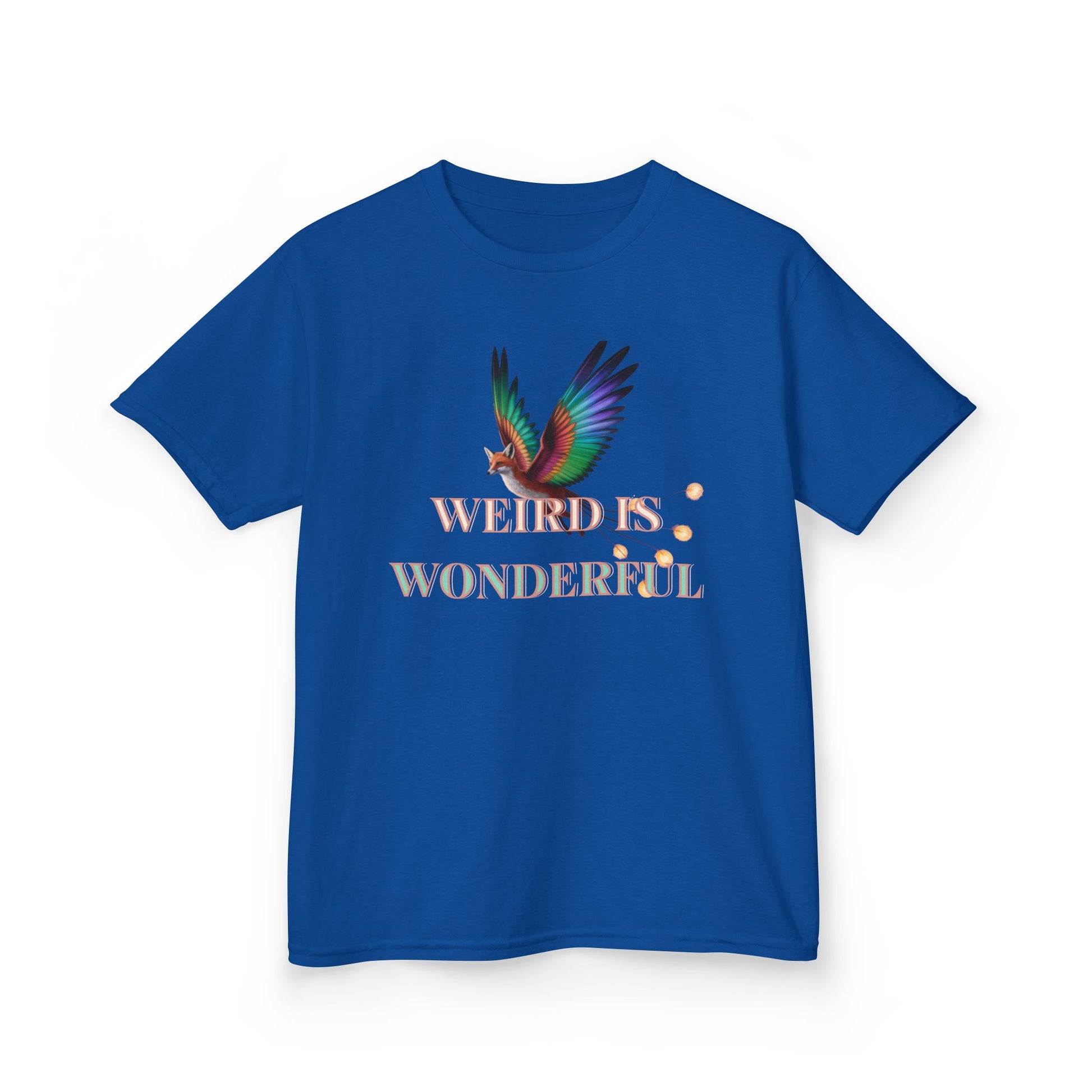 Kids Tee — "Weird Is Wonderful" Rainbow Bird Graphic - Estrella & The Stars