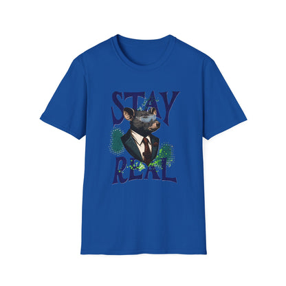 Stay Real Doberman T-Shirt — Graphic Dog Portrait Tee - Estrella & The Stars
